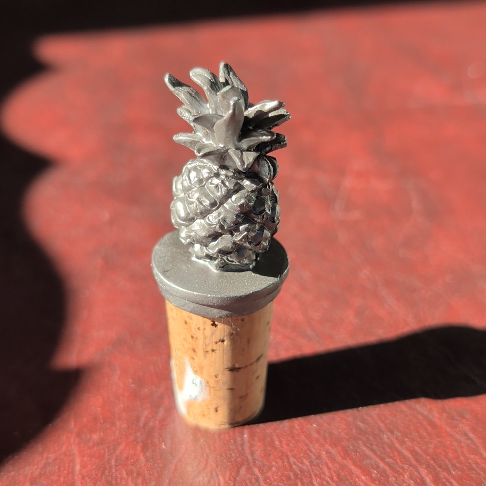 NWT Pineapple Cork Bottle Stopper - Silver Top